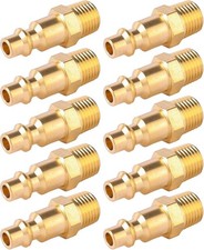 10 Pack Brass Air Hose Fittings 1/4" NPT Male Quick Connect Couplers Plugs
