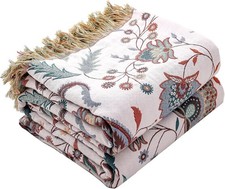 Boho Throw Blanket for Bed,100 Ultra Cotton Soft Breathable Bed Throw Floral...