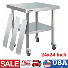 24"x24" Stainless Steel Work & Prep Table with Backsplash for Commercial Kitchen