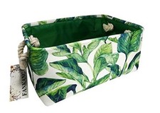 Rectangular Fabric Storage Bin Box Laundry Basket, Nursery Green plant