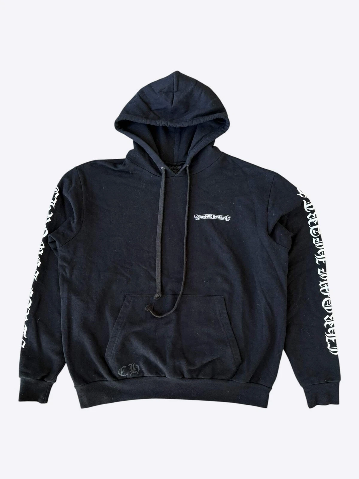 Chrome Hearts Black & White Scroll Logo Hoodie