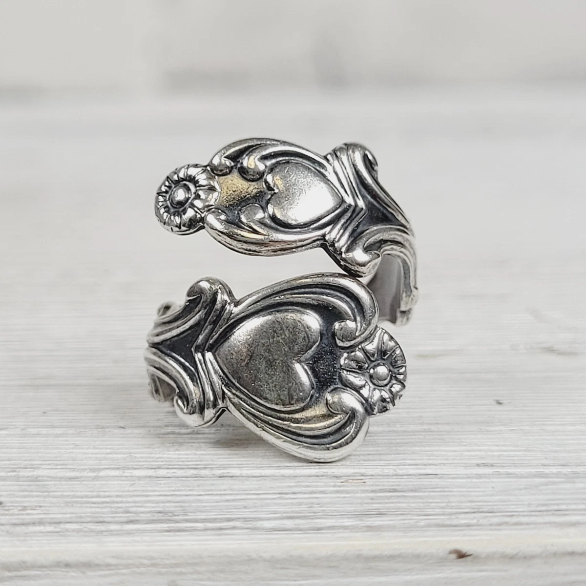 Bague Ancienne Cœur En Argent 925 - Avon Sterling Spain - Taille 58 Réglable