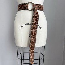 Vintage 1960 s 1970 s Woven Boho Hippie Fringed Belt 24 to 38 waist