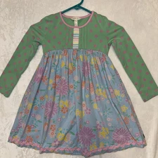 Matilda Jane Dress Girls Size 6 Long Sleeve Patch Cotton Spandex Multicolored