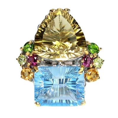 Gemsporium 925 Sterling Silberring Lemon Quartz 33.4 ct Handgefertigt Gr. 8.5 - Bild 1 von 4