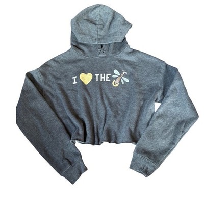 Bella Canvas Charcoal Grey I Heart The Firefly Cropped Hoodie Sweatshirt Small
