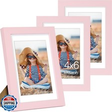 Vittanly 4x6 Picture Frame Set of 3, Display Pictures 3.5x5 with Mat or 4x6 w