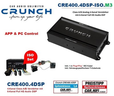 Crunch CRE400.4DSP-ISO.M3 DSP amplifier compatible with BMW 3 Series F30...