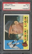 1960 TOPPS #205 JOHNNY LOGAN PSA 8 BRAVES *DS15633