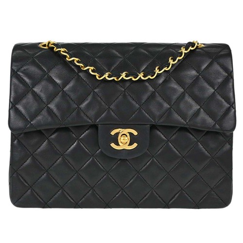 Chanel Black Lambskin Double Flap Shoulder Bag 118131