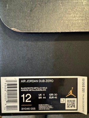 Jordan Air Jordan Dub Zero Men's Sneakers Black White Metallic Gold 311046-005