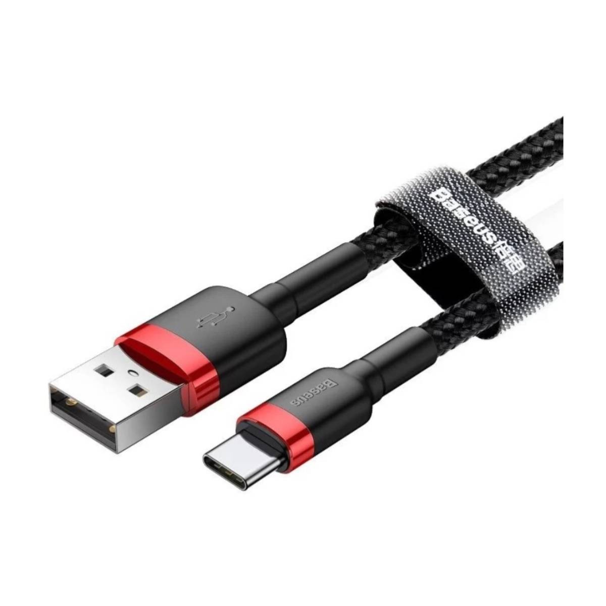 Câble de charge USB-C 3A Baseus 1m avec connecteurs renforcés de couleur rouge - 2