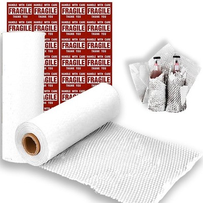White Honeycomb Wrapping Paper Wrap 15''x131' Sustainable Alternative to Bubbl...
