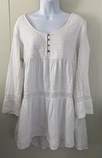 Spell & The Gypsy Collective Kamala Throw On Mini Dress Tunic Top Cream Sz Large