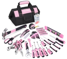 Pink 220-Piece Home Repair Tool Set with 12-Inch Storage Tool Bag