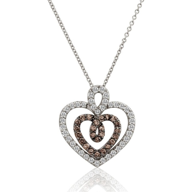 Le Vian Pendant Necklace Brown Diamond in 14K White Gold 7/8 cts