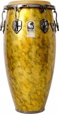 Toca Custom Deluxe Wood Conga, Sahara Gold Finish with Black Mirror Hardware