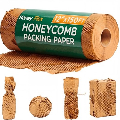 12'' x 150FT Honeycomb Packing Paper Roll Eco Friendly Kraft Cushion Wrap