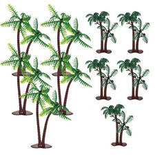 10 Pieces Mini Palm Tree Set, Artificial Trees 13.00X8.00X0.50CM, Green