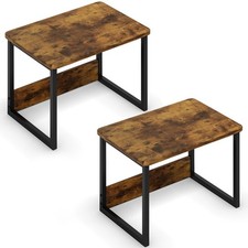 Desktop Printer Stand 2 Pack Printer Shelf for Desk Home/Office,Brown