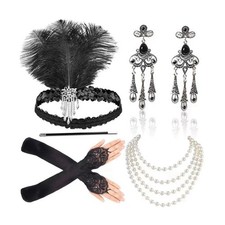 2X(Women'S Accessories Girl Costume 1920S Set  Jewellery Fit for4369