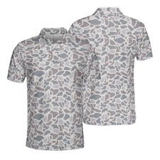 Classic Deer Camouflage Polo Shirt for Men Short Sleeve Outdoors Fishing