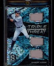 2017 Panini Chronicles #TTM-AJ Aaron Judge Triple Threat Material Neon Blue #/99