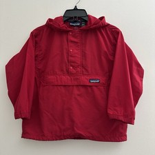 VTG MADE IN USA PATAGONIA RED ANORACK HOODED PULLOVER WINDBREAKER KIDS Sz 6