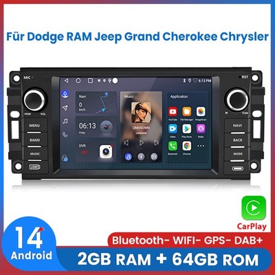 Für Dodge RAM Jeep Grand Cherokee Chrysler Android 14 Autoradio Carplay BT 2+64G