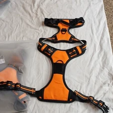 Orange & Black Adjustable Padded Nylon Dog Walking Harness, Size Large