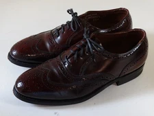 7 D/B HANOVER Men's Burgundy Leather Dress Shoes, VINTAGE Wingtip