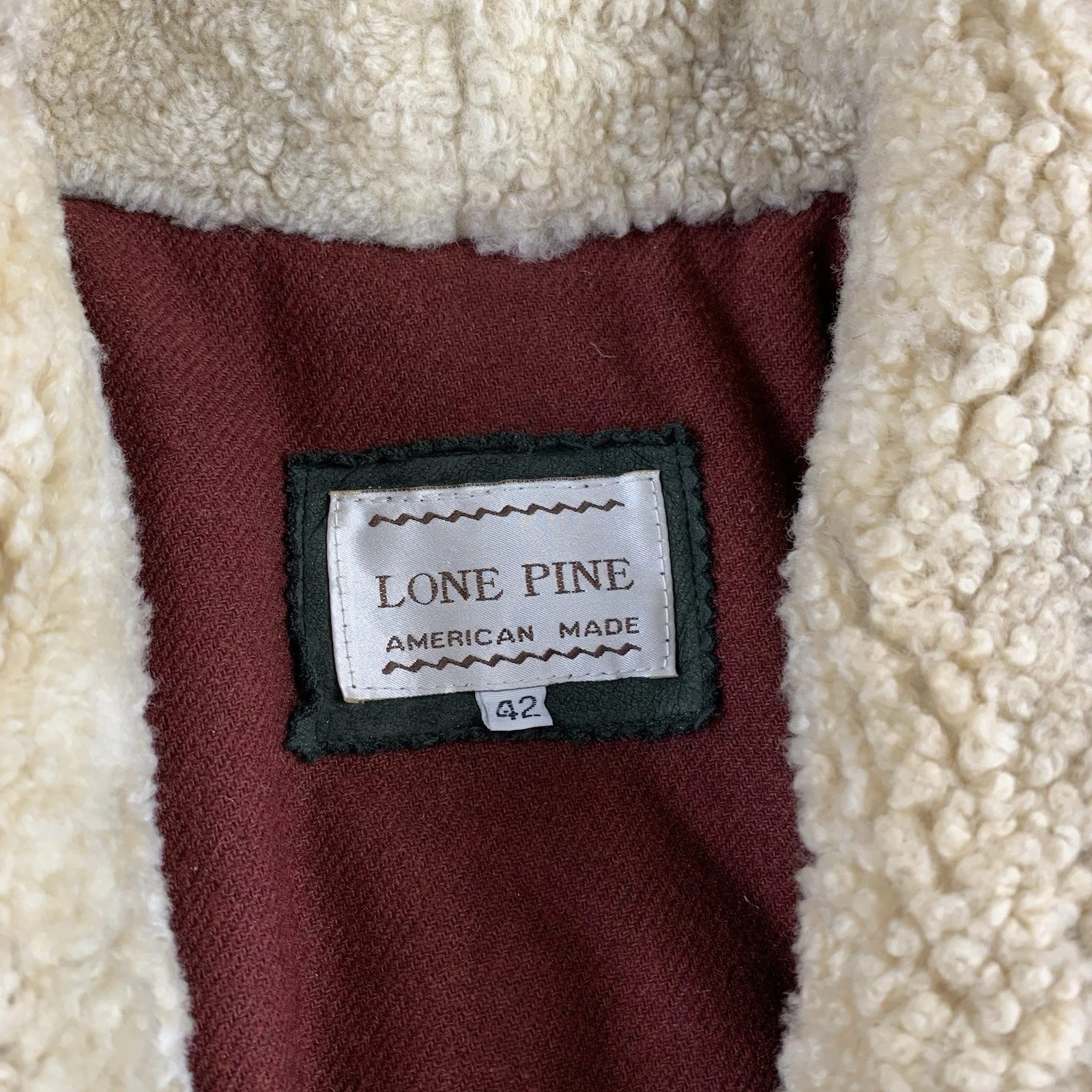Rare LONE PINE American Made Barnstormer Leather Jacket, Wool Shawl Collar 42 - product detail image 15