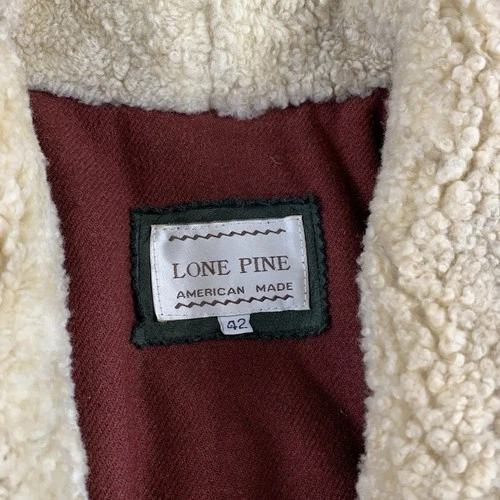 Rare LONE PINE American Made Barnstormer Leather Jacket, Wool Shawl Collar 42 image 15