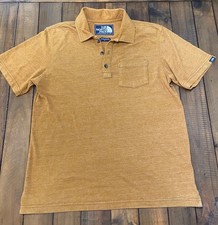 The North Face Polo Shirt Mens Medium Chest Pocket Tan Outdoors Casual