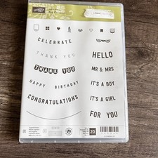 Stampin Up Any Occasion Clear Stamp Set 20 Pc Sentiment Cardmaking Crafting DIY