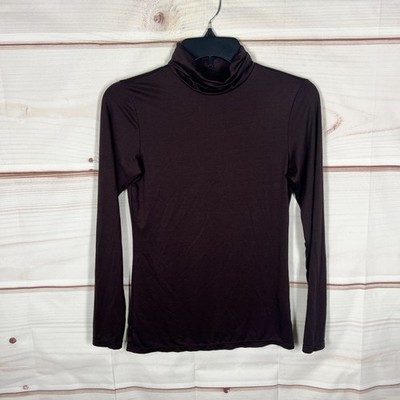 Uniqlo Top Womens Medium Brown Heat Tech Turtleneck Base Layer Lightweight Solid