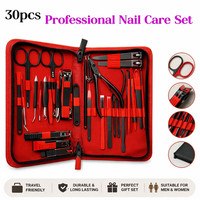 30PCS Manicure Pedicure Kit Professional Nail Grooming Set Salon Use