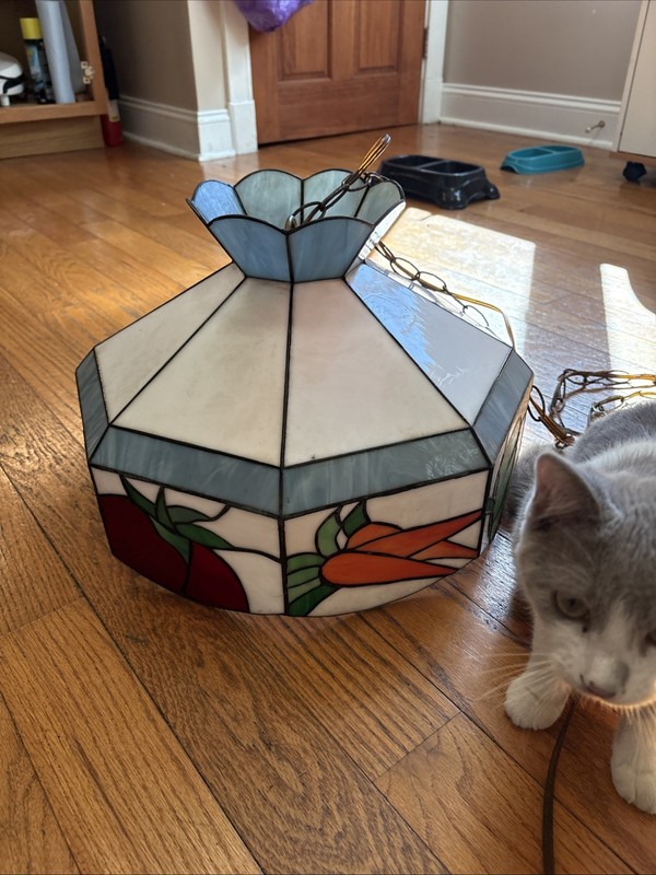 vintage tiffany style stained glass hanging lamp