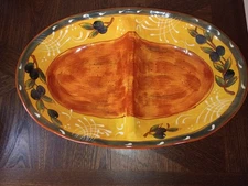 Certified International "French Olives" 14¼-Inch 2-Section Server