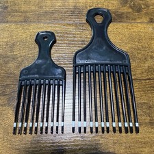 2 VTG 80s Color Dip Hair Pick Lift Comb 7 5 Black Retro USA Patent 4345608