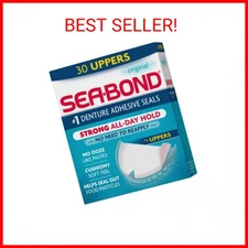 Sea Bond Secure Denture Adhesive Seals (30ct) Original Uppers, Zinc-Free, All-Da