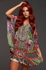 CZARINA IT WAS A DREAM BUTTERFLY TOP KAFTAN SILK VISCOSE CRYSTALS ONE SIZE