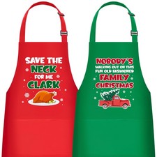 Christmas Matching Aprons for Couples 2Pcs Adjustable Kitchen Pockets Gifts