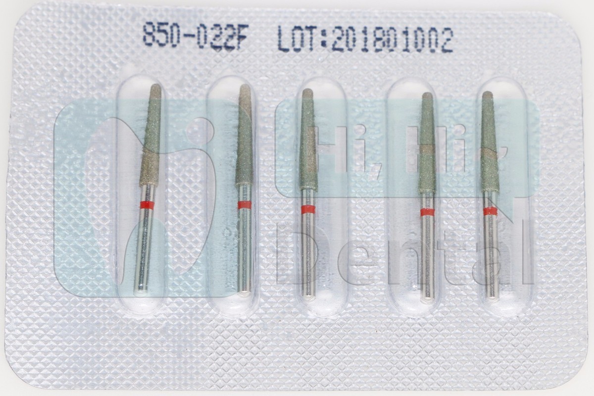 HiHiDental 50pc FG Diamond Burs – Round End Taper, 850/022SC Super Coarse Grit, 1.6mm Shank