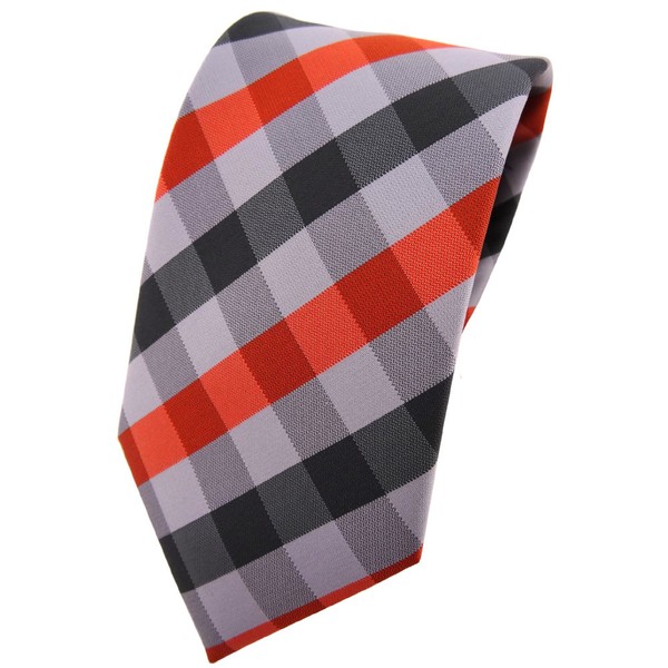 Tigertie Krawatte Orange Silber Grau Anthrazit Kariert - Tie Binder-image