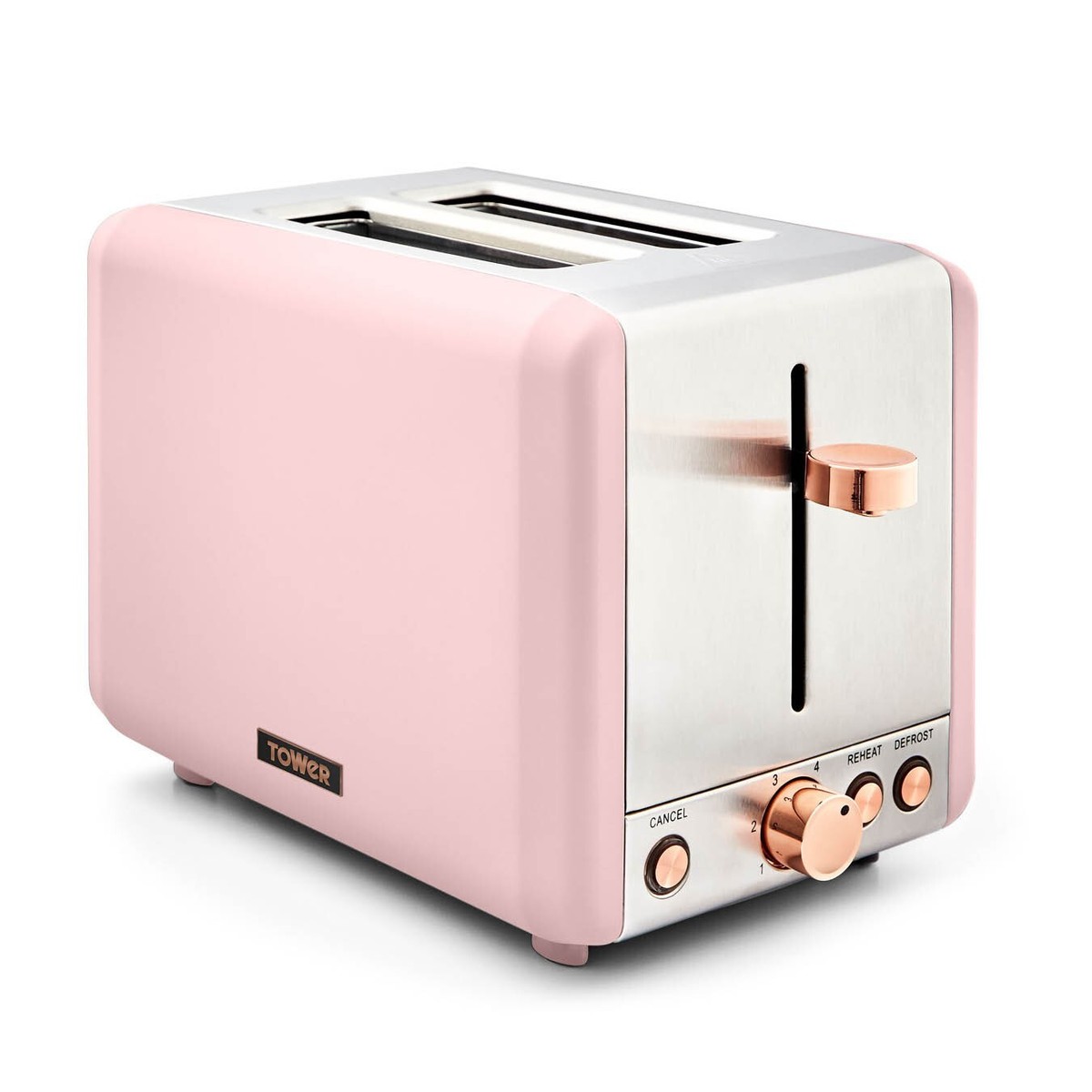 Tower T20036PNK Cavaletto 2-Slice Toaster, 850W, Marshmallow Pink and Rose  Gold