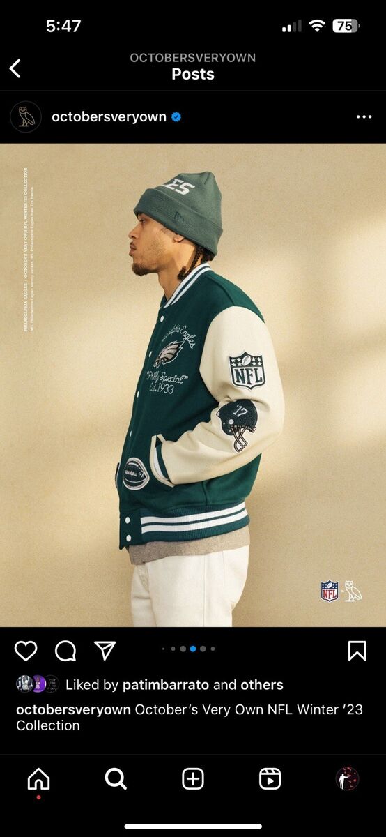 OVO X NFL Philadelphia Eagles Leather Varsity Jacket Owl OVO X NFL Philadelphia Eagles Leather Varsity Jacket Owl