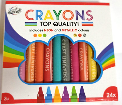 24 Wachsmalstifte Wachsmalkreide Wachsmaler Crayons NEON METALLIC Enkaustik