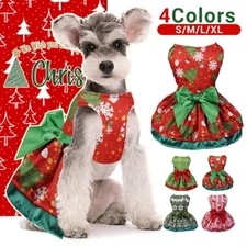 Xmas Dress Pet Cat Dog Clothes Red Skirt Dress Bow Skirt Pet Supplies Costume