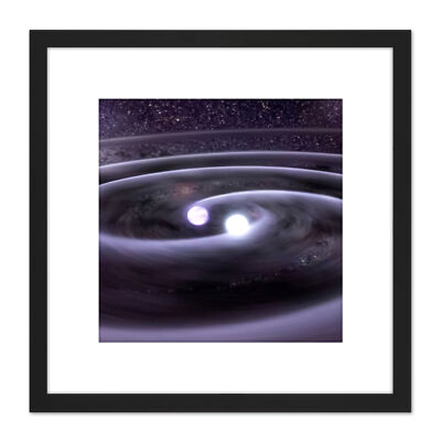 Weltraum NASA Binäres Sternsystem Konzept Illustration Quadrat Gerahmte Wandkunst 8X8 Zoll